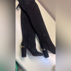 Pura Lopez Black Over the Knee Boots with Stiletto Heel